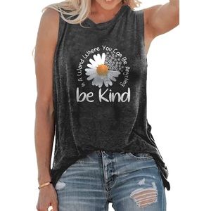 BE KIND Muscle Tee Daisy T-Shirt Graphic Tank Top XL